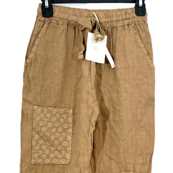 Milio Milano Floral Embroidered Linen Pants 12202 Small New - Picture 3 of 4